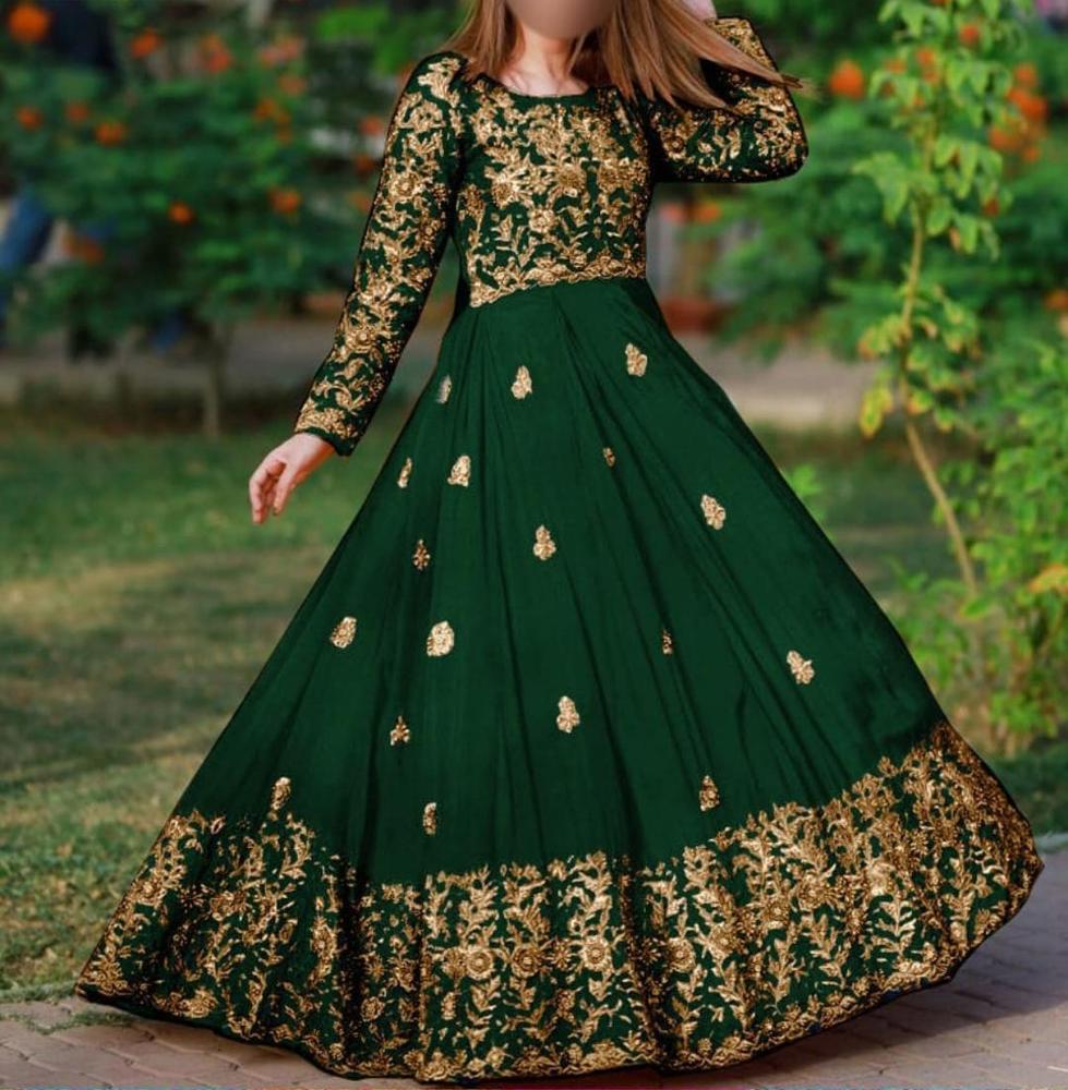 Red Embroidered Shamoz Silk Maxi Dress for Women
