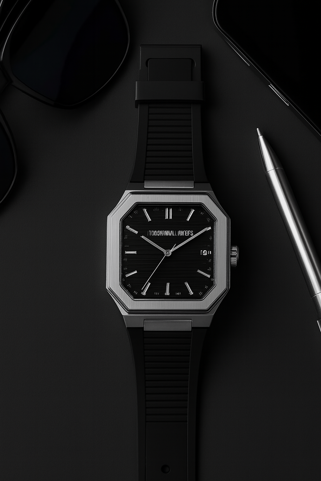 Universal Point UP 1988 – Square Dial Leather Strap Watch | Stainless Steel Case | Water Resistant