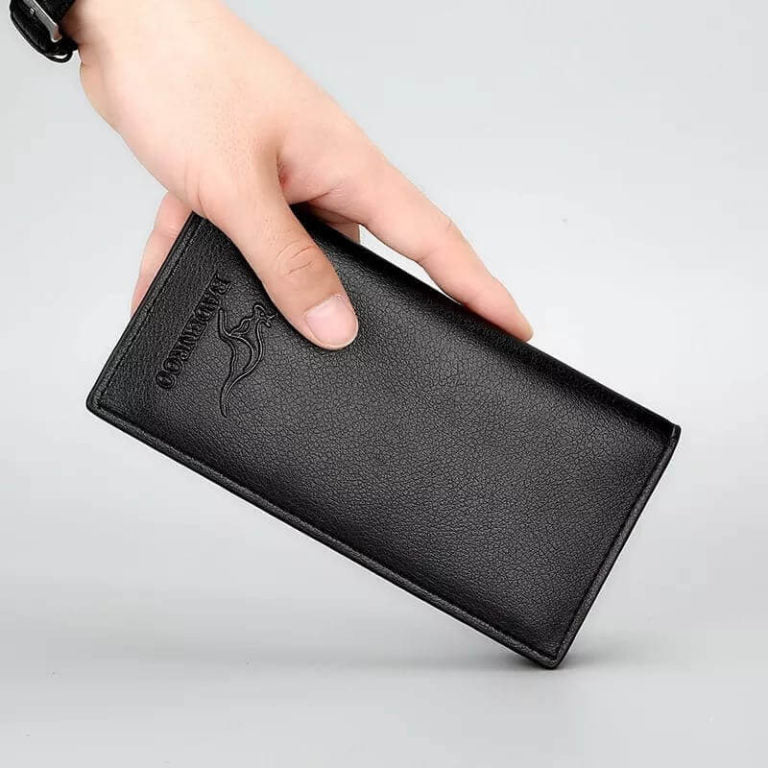 Kangaroo Long Bifold Wallet with RFID Protection – Slim Stylish Wallet for Men & Women Black