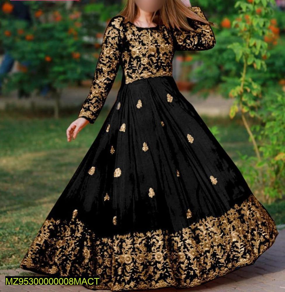 Red Embroidered Shamoz Silk Maxi Dress for Women
