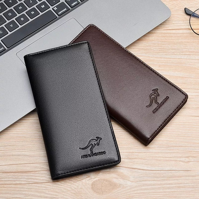 Kangaroo Long Bifold Wallet with RFID Protection – Slim Stylish Wallet for Men & Women Black