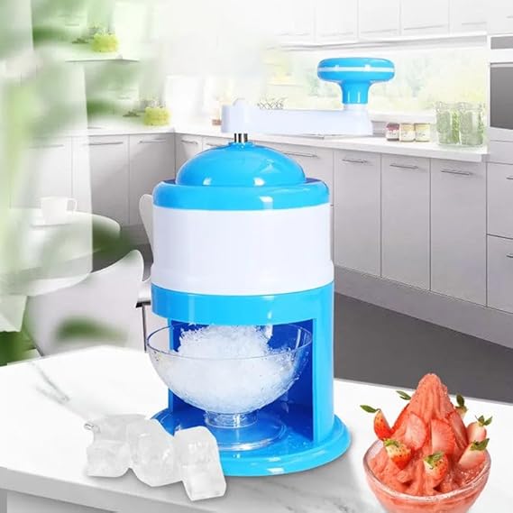 Manual Portable Hand Ice Crusher Machine - Portable Shaved Ice Maker & Gola Maker with Stainless Steel Blades