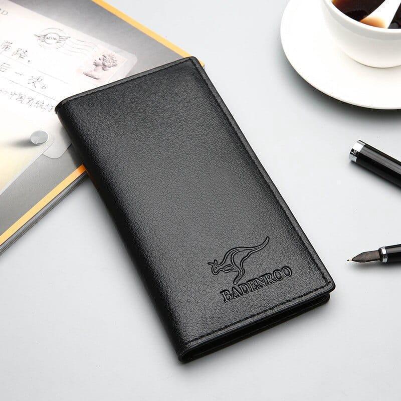 Kangaroo Long Bifold Wallet with RFID Protection – Slim Stylish Wallet for Men & Women Black